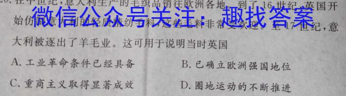 安徽省2024届皖南八校高三第一次联考(HD)历史试卷