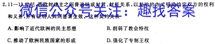 九师联盟2023-2024学年高三10月质量检测（湖北卷）历史