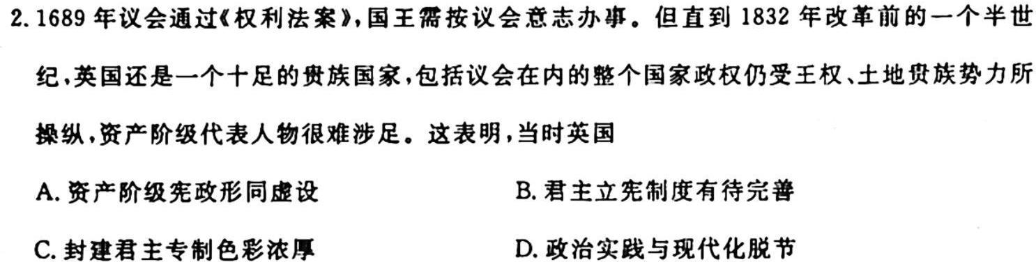 广西省2025届高二年级10月联考历史