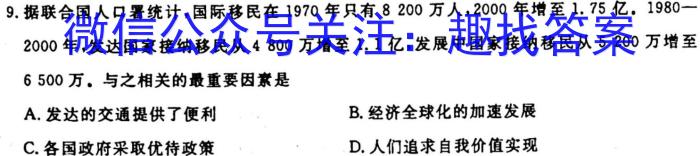 安徽省2023-2024学年度第一学期九年级作业辅导练习（二）政治s