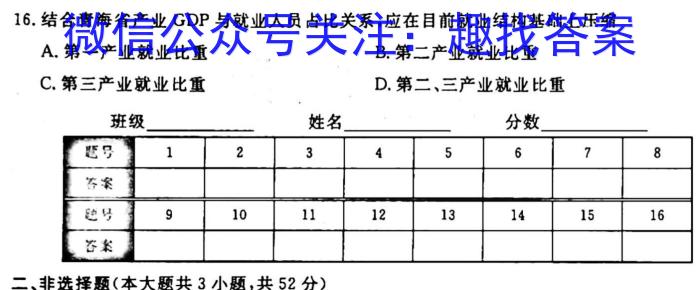 [今日更新]［吉林大联考］吉林省2023-2024学年高二年级11月期中考试联考地理h