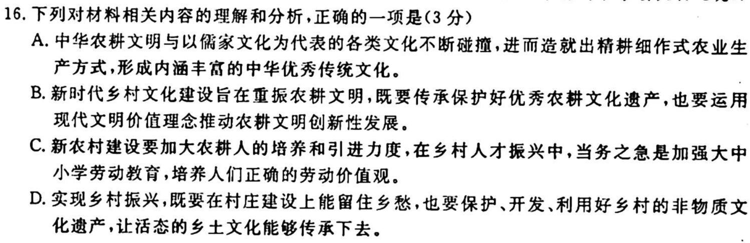 2024年普通高等学校统一模拟招生考试新未来10月联考（高二）语文