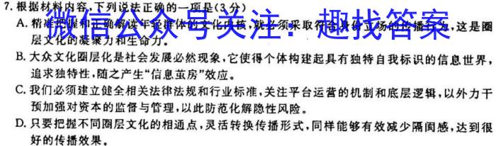 衡中同卷 2023-2024学年度高考分科综合测试卷(三)3语文