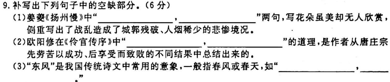 云南师大附中2023-2024学年高一上学期期中考试语文试卷 答案