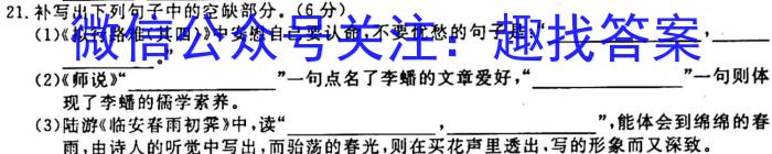 陕西省西安市2023-2024学年第一学期第二次阶段测试（八年级）/语文