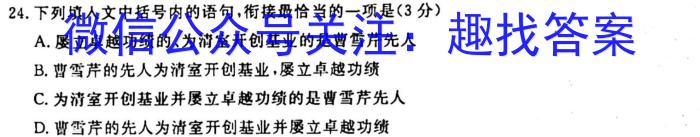 安徽省2023-2024学年度第一学期九年级期中素质教育评估试卷语文