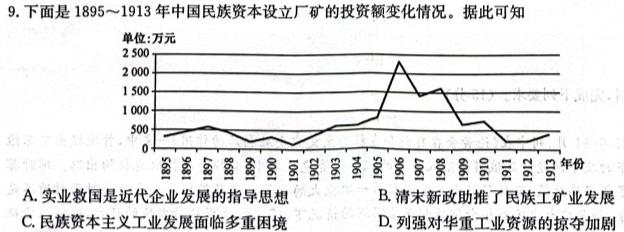 三重教育·山西省2023-2024学年第一学期高二年级质量监测历史