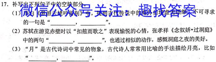 2024年普通高等学校全国统一模拟招生考试 高三10月联2024届陕西省九年级教学质量检测(◼包◇)/语文