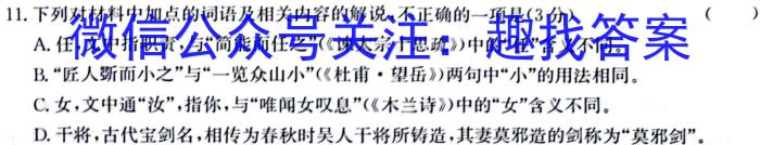 四平市普通高中2023-2024学年度高二年级第一学期期中教学质量检测(24087B)/语文