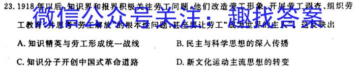 安徽省2023-2024学年度第一学期九年级作业辅导练习（一）历史