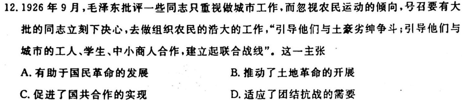 广东省2024届湛江市普通高中毕业班调研测试(24-105C)历史