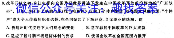 江西省2023-2024学年度八年级高效课堂练习（一）历史