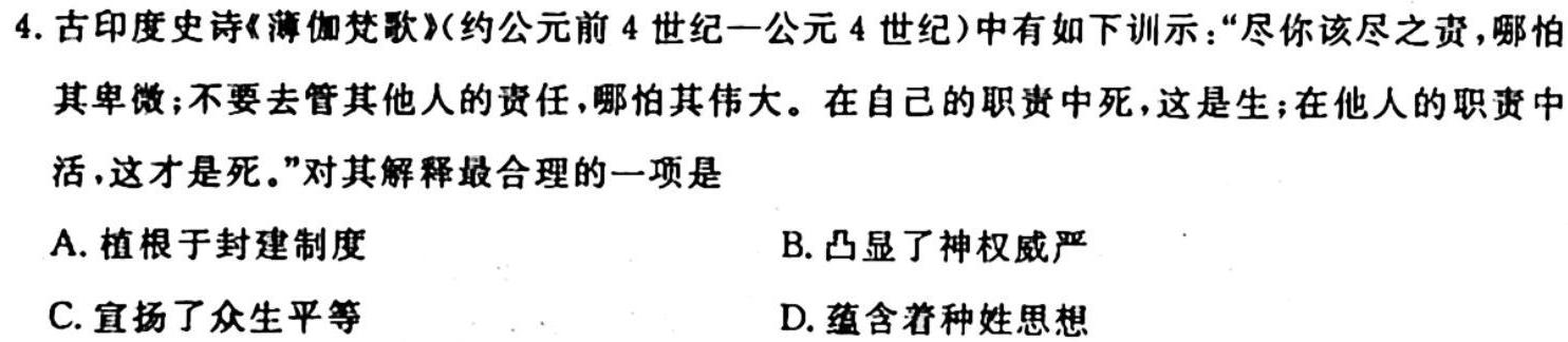 学科网2024届高三10月大联考考后强化卷(全国乙卷)历史