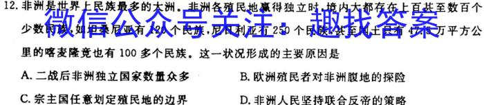 河南天一大联考2023-2024学年高三阶段性测试(二)历史