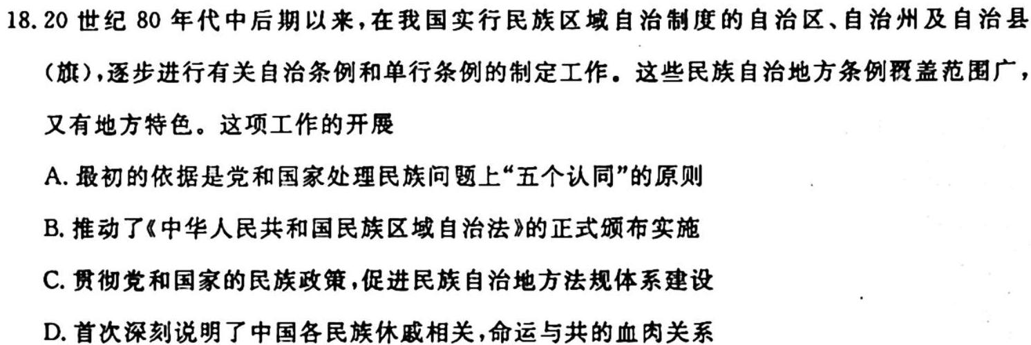 智慧上进·2024届高三总复习双向达标月考调研卷（五）历史