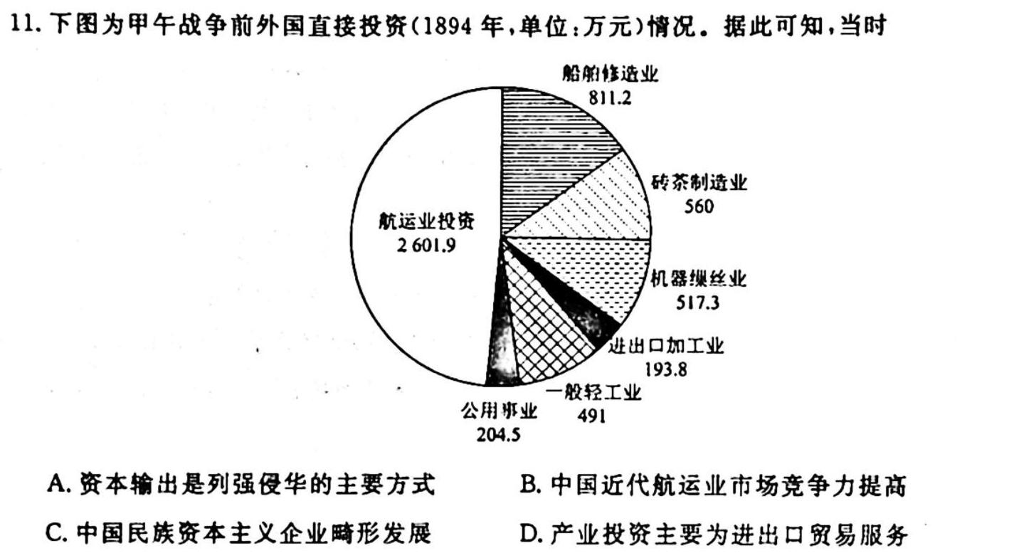 辽宁省铁岭市高三一般高中协作校期中考试(24-156C)历史