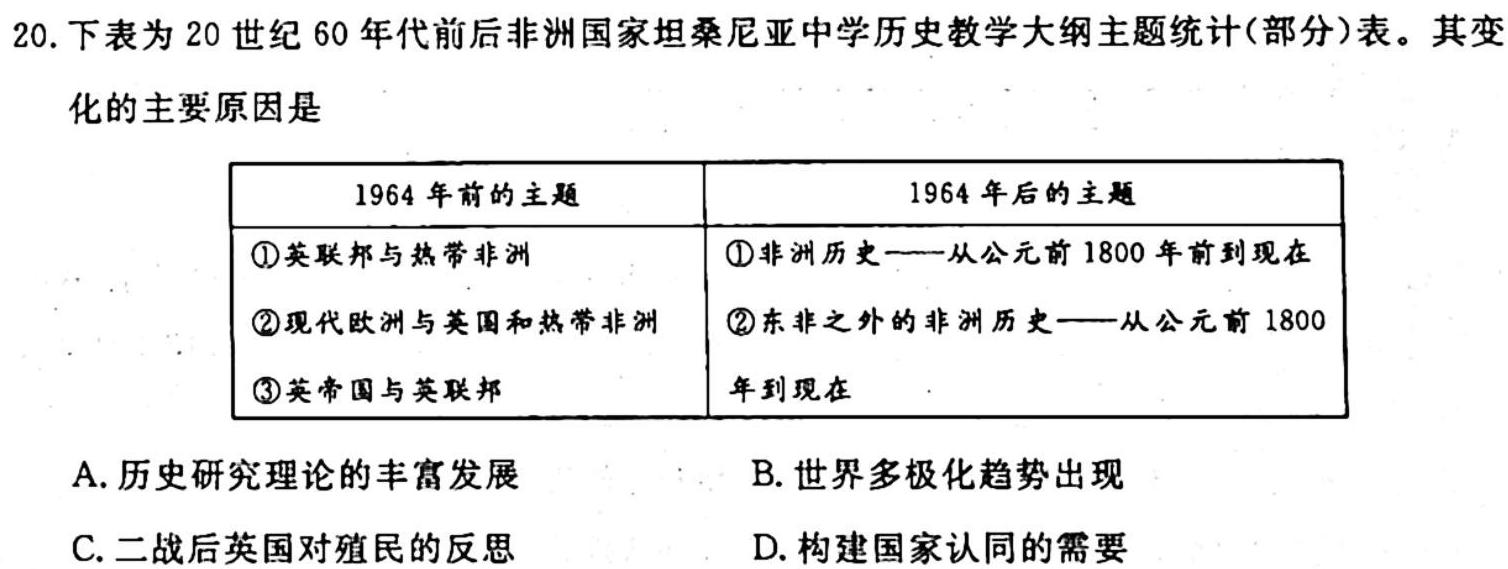 河南省2023-2024学年度七年级第一学期第一次学情分析SY历史