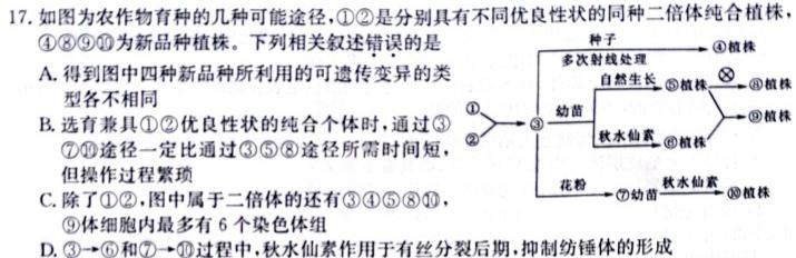 号卷·A10联盟2024届高三上学期11月联考生物