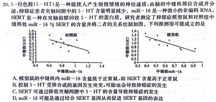 2024新高考单科综合卷 XGK(一)生物学试题答案