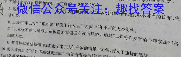 2024年衡水金卷先享题分科综合卷 新教材A(一)/语文