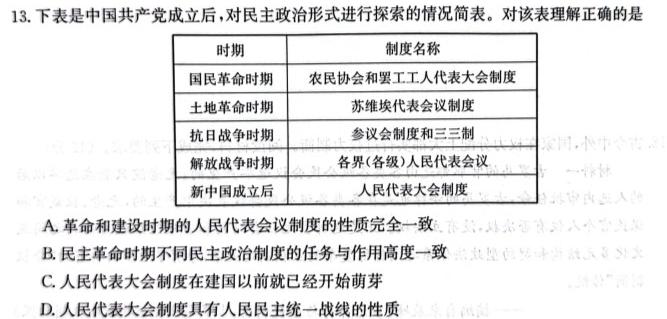 [贵黔第一卷]名校联考·贵州省2023-2024学年度八年级秋季学期自主随堂练习一历史