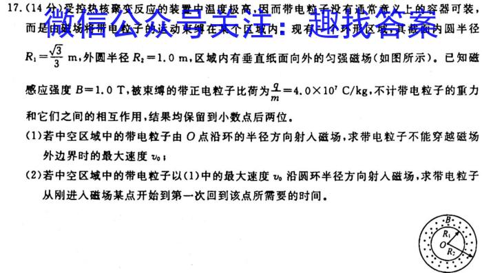 九师联盟2023-2024学年高二教学质量监测（期中）l物理
