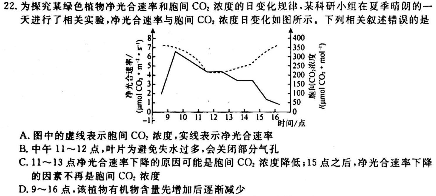 江淮名校·2023~2024学年上学期高一年级阶段联考(241136D)生物学试题答案