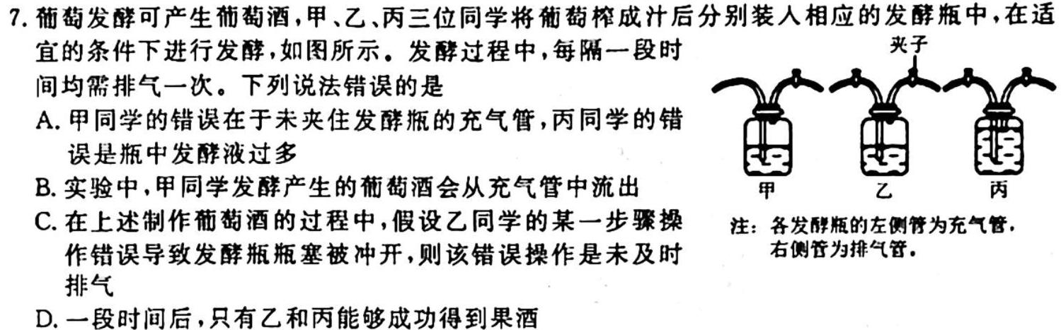 辽宁省2023~2024学年高三年级10月联考(243097D)生物试卷答案