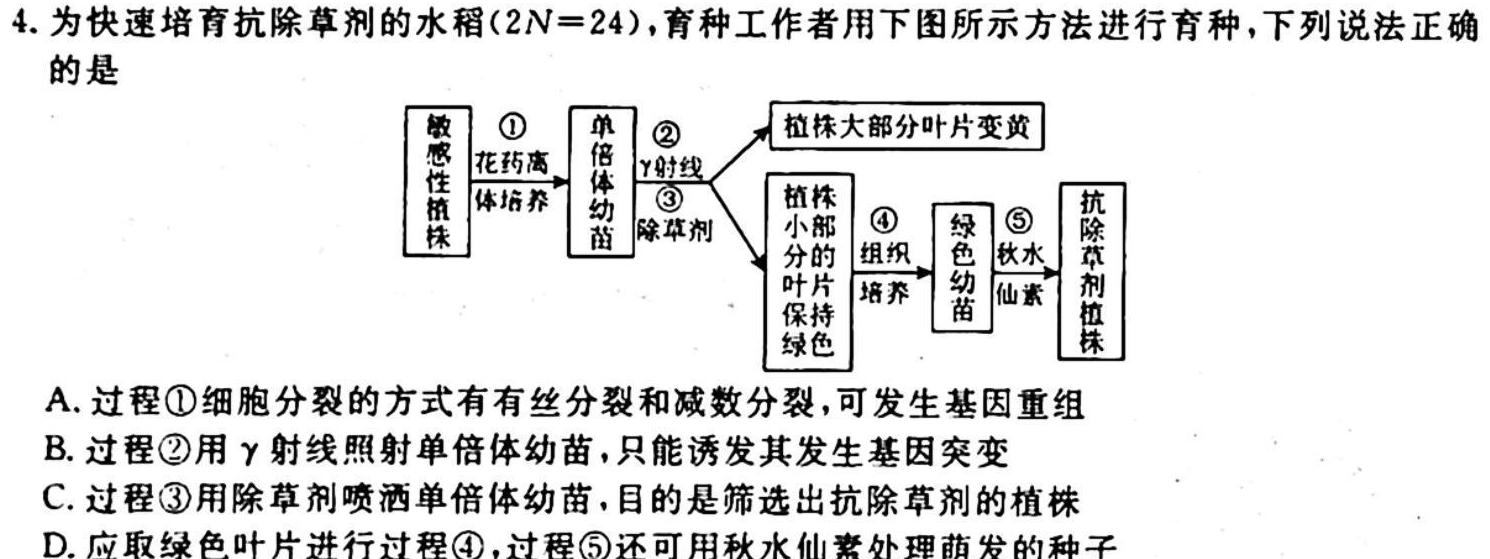 贵州金卷·贵州省普通中学2023-2024学年度七年级第一学期质量测评（二）生物学试题答案