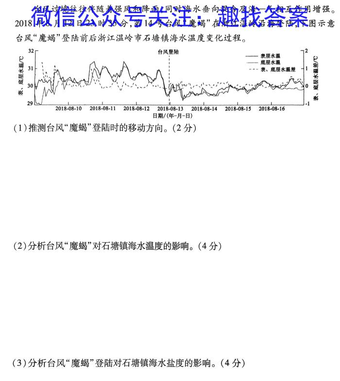 2024届合肥八中高三保温卷地理试卷答案