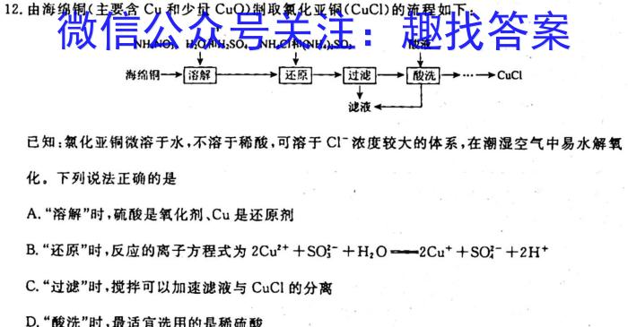 q江西省2024届九年级初中目标考点测评（十四）化学