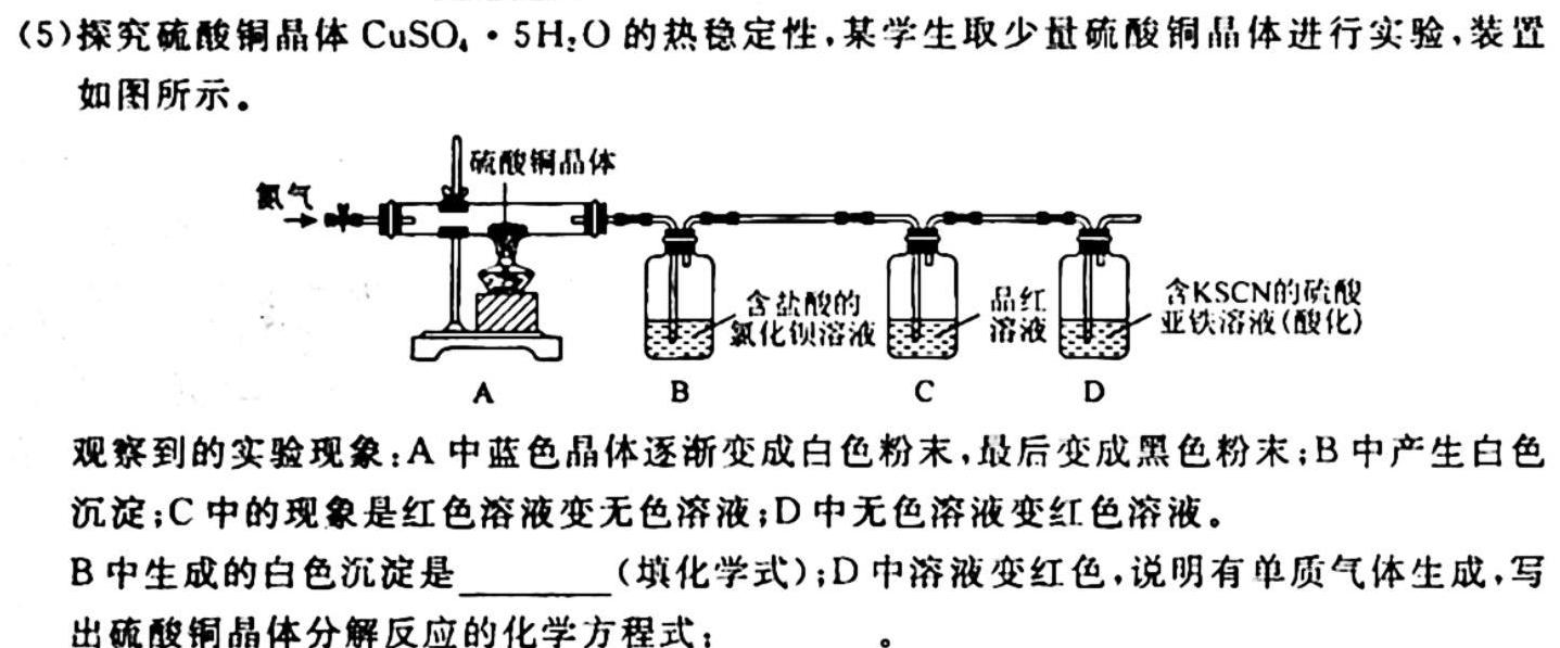 12023年河北省名校强基联盟高一期中联考（11月）化学试卷答案