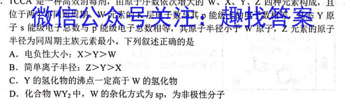 q陕西省2023-2024学年度八年级第一学期10月月考B化学