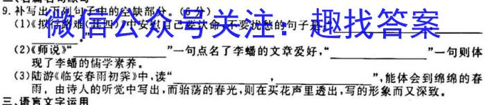 河南省2023-2024学年南阳地区高三年级期中热身模拟考考试卷(24-158C)语文