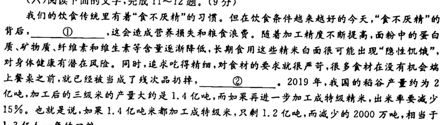 安徽省2023-2024学年耀正优+高二名校阶段检测联考(24004B)语文
