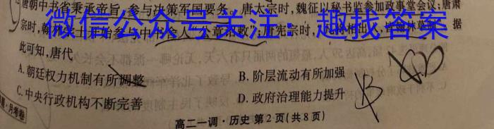 天一大联考 皖豫名校联盟2024届高中毕业班第一次考试历史试卷