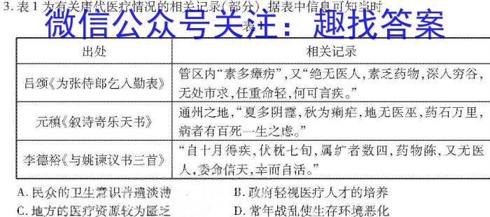 河北省2023-2024学年九年级第一次学情评估历史