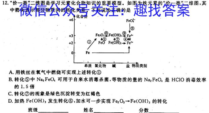 q2024年普通高等学校统一模拟招生考试新未来10月联考（高三）化学