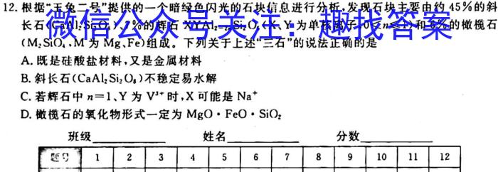 1河北省2023-2024学年度九年级第一学期学业水平调研测试化学