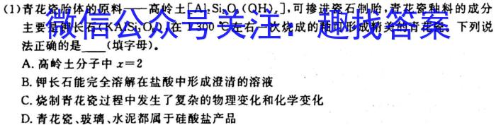 q安徽省2023-2024学年度第一学期八年级第一次综合性作业设计化学