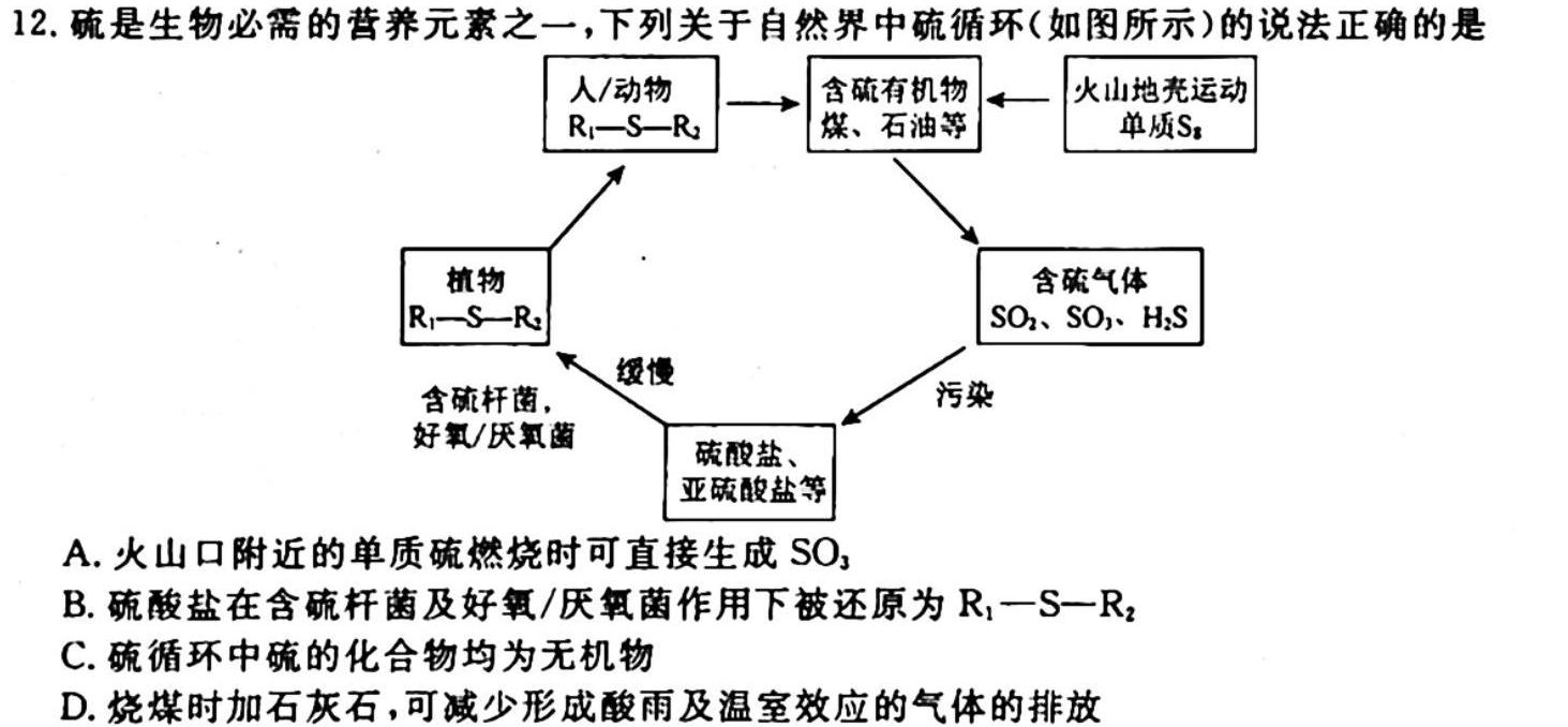 12023年赣州市十八县（市、区）二十三校高二年级期中联考（11月）化学试卷答案