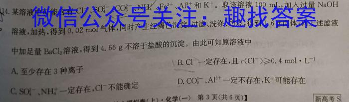 f河南省2023-2024学年度八年级大联考阶段评估卷（一）化学