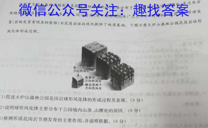 2024届陕西省九年级中考模拟检测(24-CZ152c)地理试卷答案