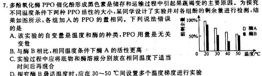 陕西省2023-2024学年度第一学期九年级阶段调研检测（QN）生物