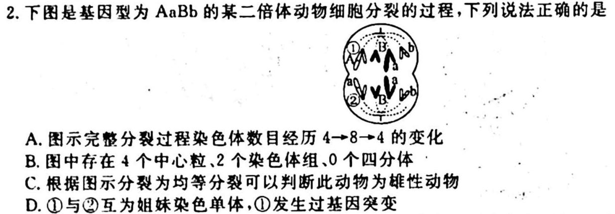 江西省2023-2024学年度八年级上学期阶段评估（一）生物学试题答案