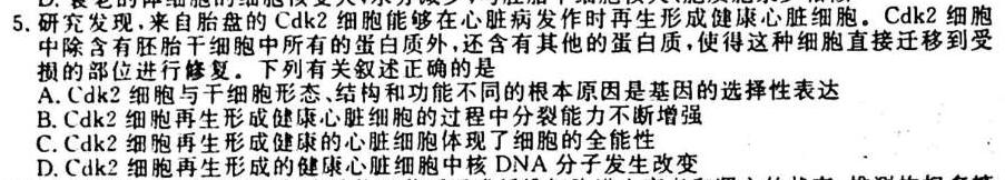 天一大联考2023-2024学年高二年级阶段性测试（一）生物