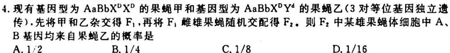 2023-2024河南省高三一轮复习阶段性检测(四)(24-97C)生物