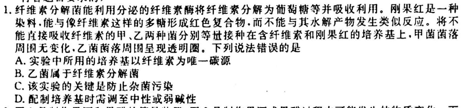 安徽省2023-2024学年度七年级上学期期中综合评估【2LR】生物学试题答案