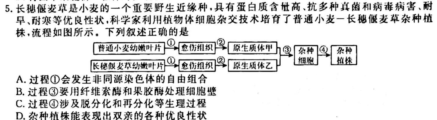 贵州省遵义市2024届高三第一次质量监测统考考试生物学试题答案