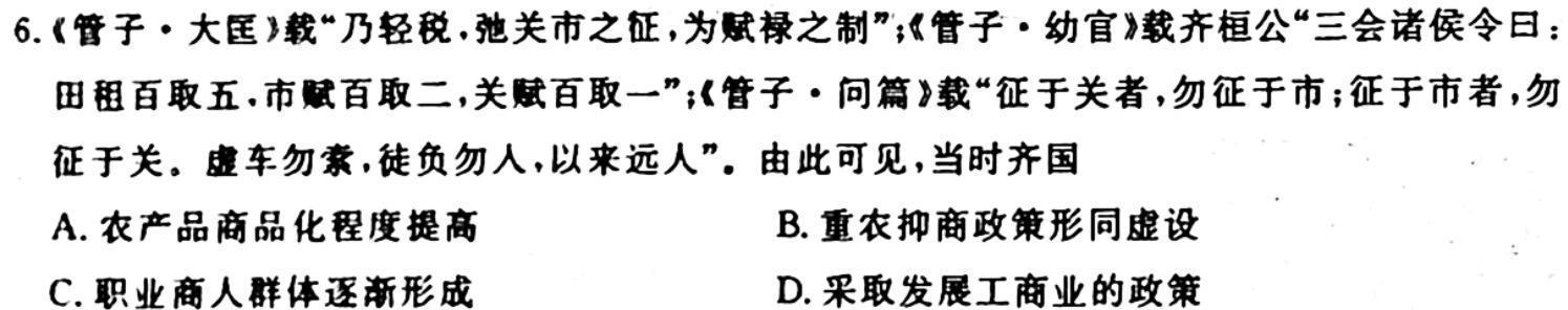 江西省2024届九年级初中目标考点测评（十五）历史